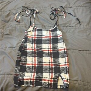 Plaid Tie-Strap Dress with adjustable straps